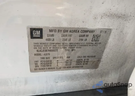 2017 Buick Encore Preferred из США, поврежденный, VIN KL4CJESB7HB005275